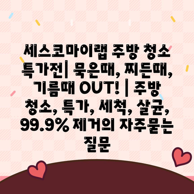 세스코마이랩 주방 청소 특가전| 묵은때, 찌든때, 기름때 OUT! | 주방 청소, 특가, 세척, 살균, 99.9% 제거