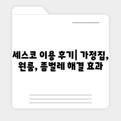 광주 남구 주월1동 세스코 가격 & 후기| 가정집, 원룸, 좀벌레 해결 솔루션 | 2024 최신 정보