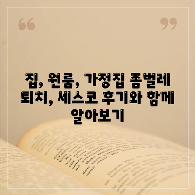 인천 서구 가정2동 세스코 가격 & 후기| 좀벌레, 집, 원룸, 가정집 비용 비교 | 2024 최신 정보