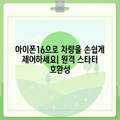 아이폰16 원격 스타터 호환성 | 편리함 향상