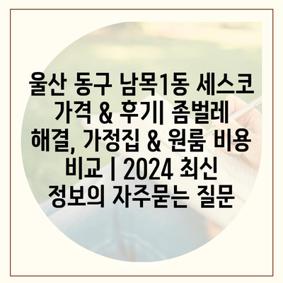 울산 동구 남목1동 세스코 가격 & 후기| 좀벌레 해결, 가정집 & 원룸 비용 비교 | 2024 최신 정보