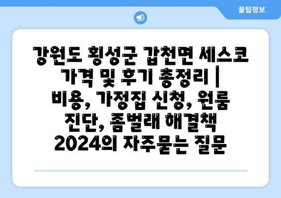 강원도 횡성군 갑천면 세스코 가격 및 후기 총정리 | 비용, 가정집 신청, 원룸 진단, 좀벌래 해결책 2024