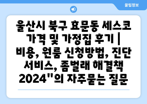 울산시 북구 효문동 세스코 가격 및 가정집 후기 | 비용, 원룸 신청방법, 진단 서비스, 좀벌래 해결책 2024"