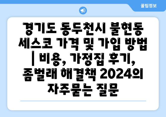 경기도 동두천시 불현동 세스코 가격 및 가입 방법 | 비용, 가정집 후기, 좀벌래 해결책 2024