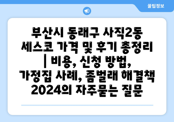 부산시 동래구 사직2동 세스코 가격 및 후기 총정리 | 비용, 신청 방법, 가정집 사례, 좀벌래 해결책 2024