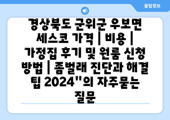 경상북도 군위군 우보면 세스코 가격 | 비용 | 가정집 후기 및 원룸 신청 방법 | 좀벌래 진단과 해결 팁 2024"