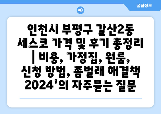 인천시 부평구 갈산2동 세스코 가격 및 후기 총정리 | 비용, 가정집, 원룸, 신청 방법, 좀벌래 해결책 2024