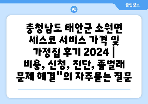 충청남도 태안군 소원면 세스코 서비스 가격 및 가정집 후기 2024 | 비용, 신청, 진단, 좀벌래 문제 해결"