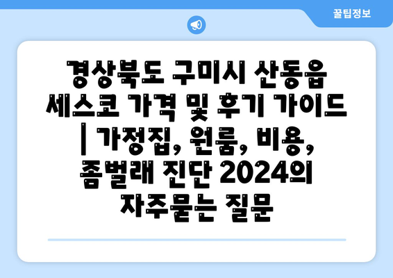 경상북도 구미시 산동읍 세스코 가격 및 후기 가이드 | 가정집, 원룸, 비용, 좀벌래 진단 2024