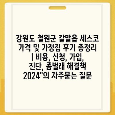 강원도 철원군 갈말읍 세스코 가격 및 가정집 후기 총정리 | 비용, 신청, 가입, 진단, 좀벌래 해결책 2024"