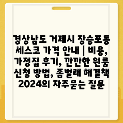 경상남도 거제시 장승포동 세스코 가격 안내 | 비용, 가정집 후기, 깐깐한 원룸 신청 방법, 좀벌래 해결책 2024