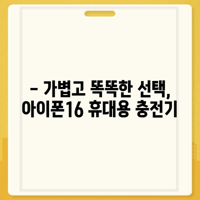 아이폰16 휴대용 충전기 | 휴대성의 정의