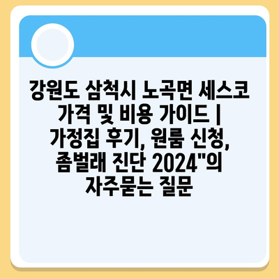 강원도 삼척시 노곡면 세스코 가격 및 비용 가이드 | 가정집 후기, 원룸 신청, 좀벌래 진단 2024"