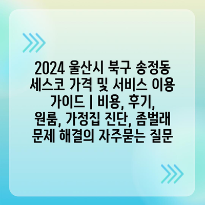 2024 울산시 북구 송정동 세스코 가격 및 서비스 이용 가이드 | 비용, 후기, 원룸, 가정집 진단, 좀벌래 문제 해결