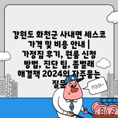 강원도 화천군 사내면 세스코 가격 및 비용 안내 | 가정집 후기, 원룸 신청 방법, 진단 팁, 좀벌래 해결책 2024