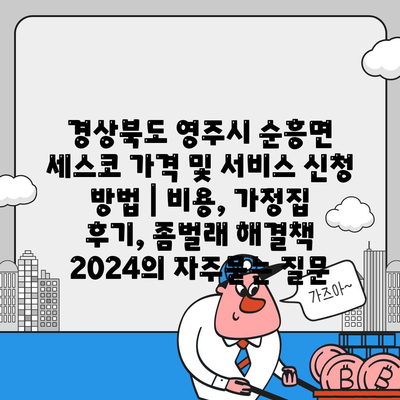 경상북도 영주시 순흥면 세스코 가격 및 서비스 신청 방법 | 비용, 가정집 후기, 좀벌래 해결책 2024