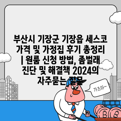 부산시 기장군 기장읍 세스코 가격 및 가정집 후기 총정리 | 원룸 신청 방법, 좀벌래 진단 및 해결책 2024