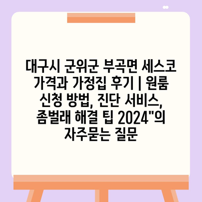 대구시 군위군 부곡면 세스코 가격과 가정집 후기 | 원룸 신청 방법, 진단 서비스, 좀벌래 해결 팁 2024"