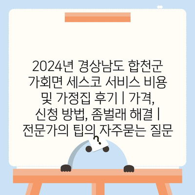 2024년 경상남도 합천군 가회면 세스코 서비스 비용 및 가정집 후기 | 가격, 신청 방법, 좀벌래 해결 | 전문가의 팁