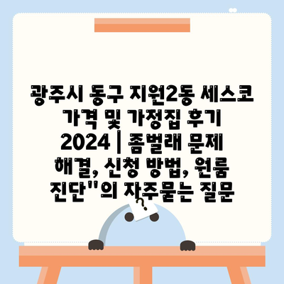 광주시 동구 지원2동 세스코 가격 및 가정집 후기 2024 | 좀벌래 문제 해결, 신청 방법, 원룸 진단"