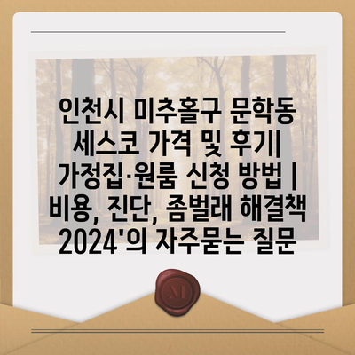 인천시 미추홀구 문학동 세스코 가격 및 후기| 가정집·원룸 신청 방법 | 비용, 진단, 좀벌래 해결책 2024