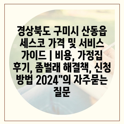 경상북도 구미시 산동읍 세스코 가격 및 서비스 가이드 | 비용, 가정집 후기, 좀벌래 해결책, 신청 방법 2024"