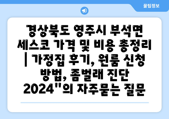 경상북도 영주시 부석면 세스코 가격 및 비용 총정리 | 가정집 후기, 원룸 신청 방법, 좀벌래 진단 2024"