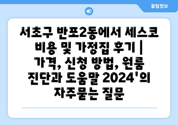 서초구 반포2동에서 세스코 비용 및 가정집 후기 | 가격, 신청 방법, 원룸 진단과 도움말 2024