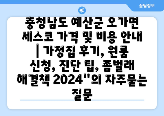 충청남도 예산군 오가면 세스코 가격 및 비용 안내 | 가정집 후기, 원룸 신청, 진단 팁, 좀벌래 해결책 2024"