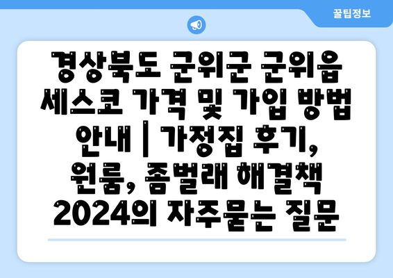 경상북도 군위군 군위읍 세스코 가격 및 가입 방법 안내 | 가정집 후기, 원룸, 좀벌래 해결책 2024