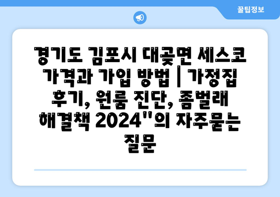 경기도 김포시 대곶면 세스코 가격과 가입 방법 | 가정집 후기, 원룸 진단, 좀벌래 해결책 2024"