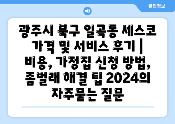 광주시 북구 일곡동 세스코 가격 및 서비스 후기 | 비용, 가정집 신청 방법, 좀벌래 해결 팁 2024