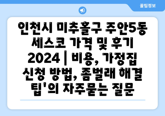 인천시 미추홀구 주안5동 세스코 가격 및 후기 2024 | 비용, 가정집 신청 방법, 좀벌래 해결 팁