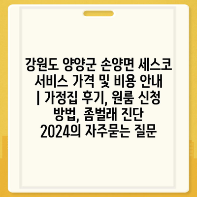 강원도 양양군 손양면 세스코 서비스 가격 및 비용 안내 | 가정집 후기, 원룸 신청 방법, 좀벌래 진단 2024