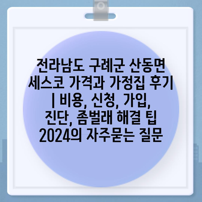 전라남도 구례군 산동면 세스코 가격과 가정집 후기 | 비용, 신청, 가입, 진단, 좀벌래 해결 팁 2024