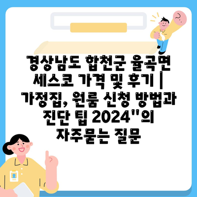 경상남도 합천군 율곡면 세스코 가격 및 후기 | 가정집, 원룸 신청 방법과 진단 팁 2024"