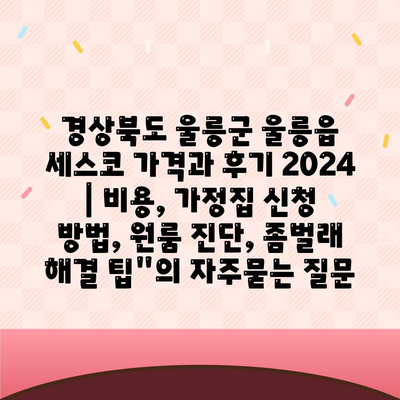 경상북도 울릉군 울릉읍 세스코 가격과 후기 2024 | 비용, 가정집 신청 방법, 원룸 진단, 좀벌래 해결 팁"