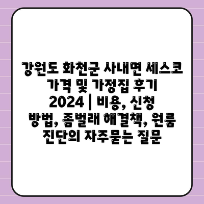 강원도 화천군 사내면 세스코 가격 및 가정집 후기 2024 | 비용, 신청 방법, 좀벌래 해결책, 원룸 진단