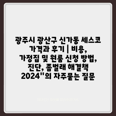 광주시 광산구 신가동 세스코 가격과 후기 | 비용, 가정집 및 원룸 신청 방법, 진단, 좀벌래 해결책 2024"