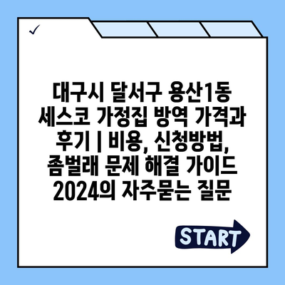 대구시 달서구 용산1동 세스코 가정집 방역 가격과 후기 | 비용, 신청방법, 좀벌래 문제 해결 가이드 2024