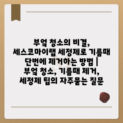 부엌 청소의 비결, 세스코마이랩 세정제로 기름때 단번에 제거하는 방법 | 부엌 청소, 기름때 제거, 세정제 팁