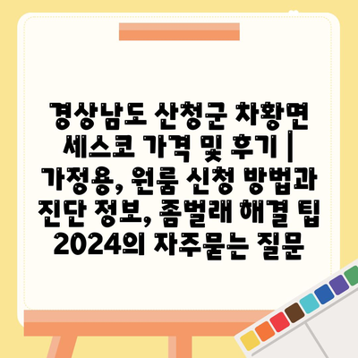 경상남도 산청군 차황면 세스코 가격 및 후기 | 가정용, 원룸 신청 방법과 진단 정보, 좀벌래 해결 팁 2024