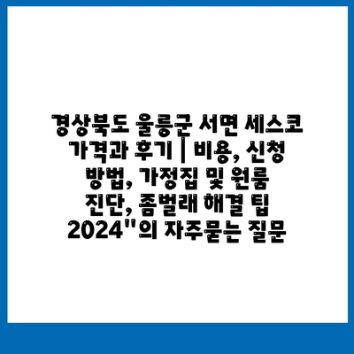 경상북도 울릉군 서면 세스코 가격과 후기 | 비용, 신청 방법, 가정집 및 원룸 진단, 좀벌래 해결 팁 2024"