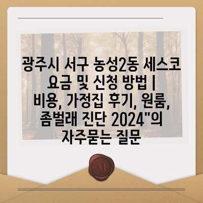 광주시 서구 농성2동 세스코 요금 및 신청 방법 | 비용, 가정집 후기, 원룸, 좀벌래 진단 2024"