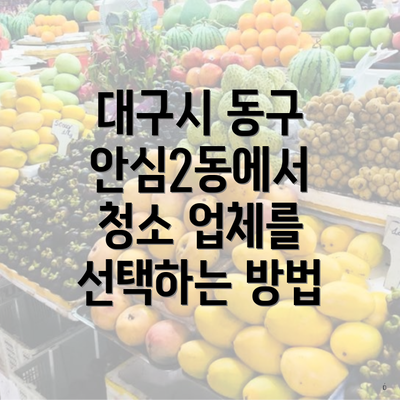 대구시 동구 안심2동에서 청소 업체를 선택하는 방법