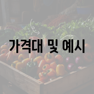 가격대 및 예시