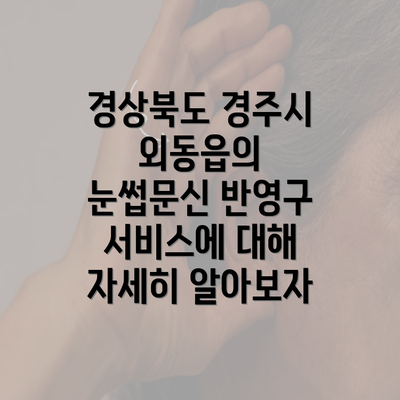 경상북도 경주시 외동읍의 눈썹문신 반영구 서비스에 대해 자세히 알아보자