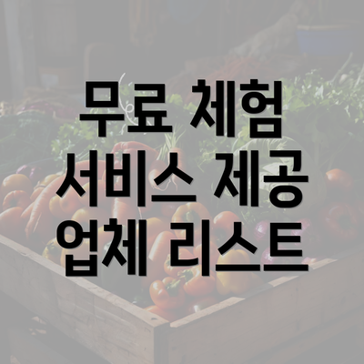 무료 체험 서비스 제공 업체 리스트
