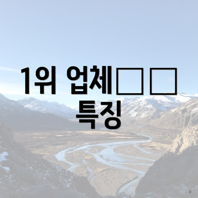 1위 업체ের 특징