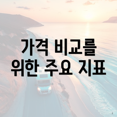 가격 비교를 위한 주요 지표